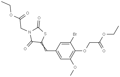 ethyl {5-[3-bromo-4-(2-ethoxy-2-oxoethoxy)-5-methoxybenzylidene]-2,4-dioxo-1,3-thiazolidin-3-yl}acetate Structural