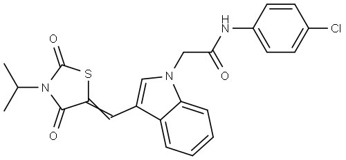 N-(4-chlorophenyl)-2-{3-[(3-isopropyl-2,4-dioxo-1,3-thiazolidin-5-ylidene)methyl]-1H-indol-1-yl}acetamide Structural