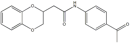 N-(4-acetylphenyl)-2-(2,3-dihydro-1,4-benzodioxin-2-yl)acetamide Structural