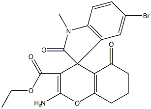 ethyl 2-amino-5'-bromo-1'-methyl-2',5-dioxo-1',3',5,6,7,8-hexahydrospiro[4H-chromene-4,3'-(2'H)-indole]-3-carboxylate Structural