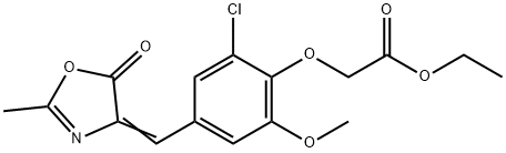 ethyl {2-chloro-6-methoxy-4-[(2-methyl-5-oxo-1,3-oxazol-4(5H)-ylidene)methyl]phenoxy}acetate Structural