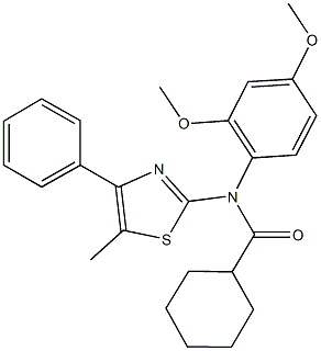 N-(2,4-dimethoxyphenyl)-N-(5-methyl-4-phenyl-1,3-thiazol-2-yl)cyclohexanecarboxamide Structural