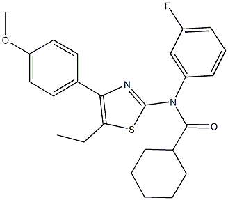 N-[5-ethyl-4-(4-methoxyphenyl)-1,3-thiazol-2-yl]-N-(3-fluorophenyl)cyclohexanecarboxamide Structural
