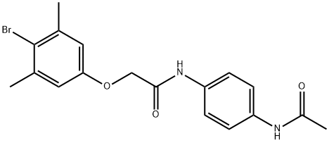 N-[4-(acetylamino)phenyl]-2-(4-bromo-3,5-dimethylphenoxy)acetamide Structural