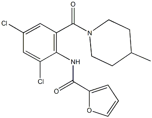 N-{2,4-dichloro-6-[(4-methyl-1-piperidinyl)carbonyl]phenyl}-2-furamide Structural