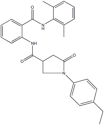 N-{2-[(2,6-dimethylanilino)carbonyl]phenyl}-1-(4-ethylphenyl)-5-oxo-3-pyrrolidinecarboxamide Structural