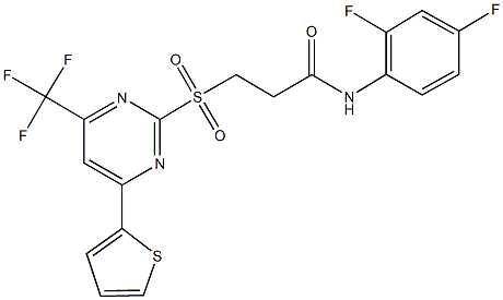 N-(2,4-difluorophenyl)-3-{[4-(2-thienyl)-6-(trifluoromethyl)-2-pyrimidinyl]sulfonyl}propanamide Structural