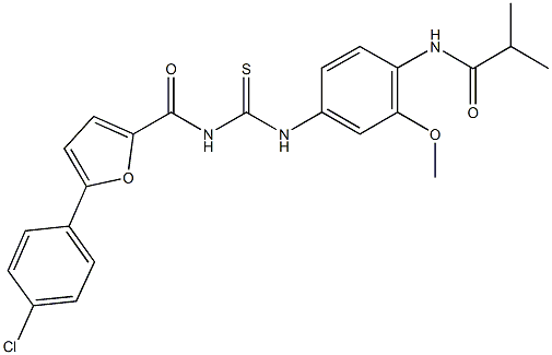 N-{4-[({[5-(4-chlorophenyl)-2-furoyl]amino}carbothioyl)amino]-2-methoxyphenyl}-2-methylpropanamide Structural