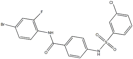 N-(4-bromo-2-fluorophenyl)-4-{[(3-chlorophenyl)sulfonyl]amino}benzamide Structural