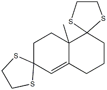 4a-methyl-1,2,3,4,4a,5,6,7-octahydrodispiro([1,3]-dithiolane-2,4'-naphthalene-7'-2''-[1,3]-dithiolane) Structural