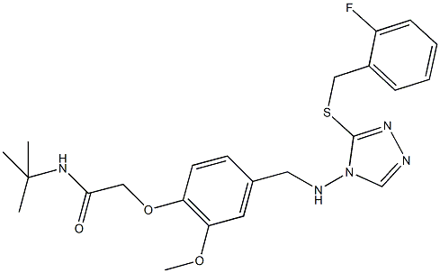 N-(tert-butyl)-2-{4-[({3-[(2-fluorobenzyl)thio]-4H-1,2,4-triazol-4-yl}amino)methyl]-2-methoxyphenoxy}acetamide Structural