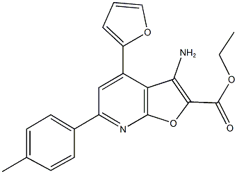 ethyl 3-amino-4-(2-furyl)-6-(4-methylphenyl)furo[2,3-b]pyridine-2-carboxylate Structural