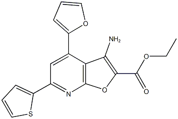 ethyl 3-amino-4-(2-furyl)-6-(2-thienyl)furo[2,3-b]pyridine-2-carboxylate Structural