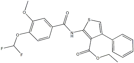 ethyl 2-{[4-(difluoromethoxy)-3-methoxybenzoyl]amino}-4-phenyl-3-thiophenecarboxylate Structural