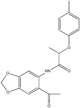 N-(6-acetyl-1,3-benzodioxol-5-yl)-2-(4-methylphenoxy)propanamide Structural