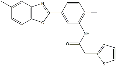 N-[2-methyl-5-(5-methyl-1,3-benzoxazol-2-yl)phenyl]-2-(2-thienyl)acetamide Structural