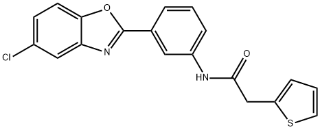 N-[3-(5-chloro-1,3-benzoxazol-2-yl)phenyl]-2-(2-thienyl)acetamide Structural
