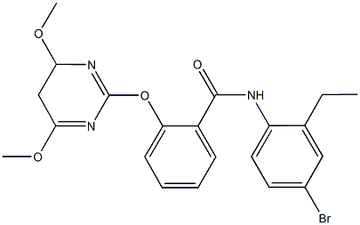 N-(4-bromo-2-ethylphenyl)-2-[(4,6-dimethoxy-4,5-dihydro-2-pyrimidinyl)oxy]benzamide Structural