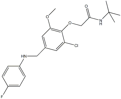 N-(tert-butyl)-2-{2-chloro-4-[(4-fluoroanilino)methyl]-6-methoxyphenoxy}acetamide Structural
