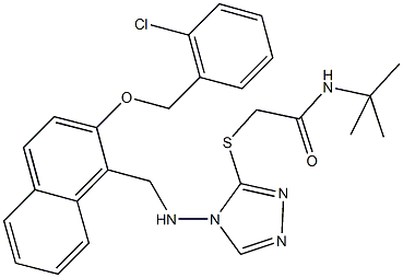 N-(tert-butyl)-2-({4-[({2-[(2-chlorobenzyl)oxy]-1-naphthyl}methyl)amino]-4H-1,2,4-triazol-3-yl}sulfanyl)acetamide Structural