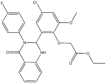 ethyl{4-chloro-2-[3-(4-fluorophenyl)-4-oxo-1,2,3,4-tetrahydro-2-quinazolinyl]-6-methoxyphenoxy}acetate Structural