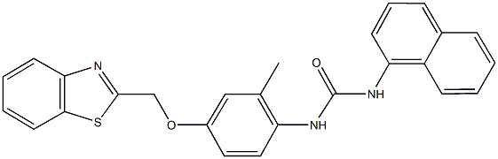 N-[4-(1,3-benzothiazol-2-ylmethoxy)-2-methylphenyl]-N'-(1-naphthyl)urea Structural