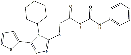 N-({[4-cyclohexyl-5-(2-thienyl)-4H-1,2,4-triazol-3-yl]sulfanyl}acetyl)-N'-phenylurea Structural