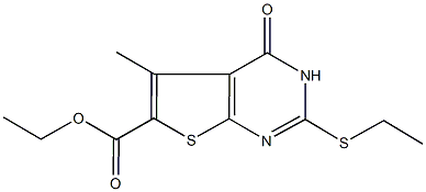 ethyl 2-(ethylsulfanyl)-5-methyl-4-oxo-3,4-dihydrothieno[2,3-d]pyrimidine-6-carboxylate Structural