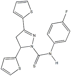 N-(4-fluorophenyl)-3,5-di(2-thienyl)-4,5-dihydro-1H-pyrazole-1-carbothioamide Structural