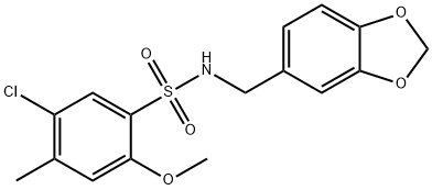 N-(1,3-benzodioxol-5-ylmethyl)-5-chloro-2-methoxy-4-methylbenzenesulfonamide Structural