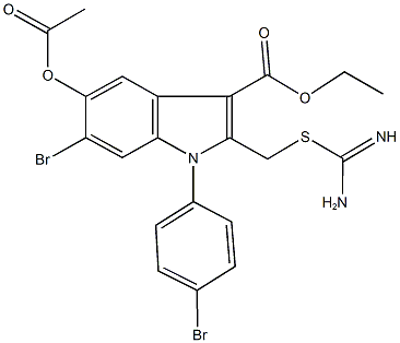 ethyl 5-(acetyloxy)-2-({[amino(imino)methyl]sulfanyl}methyl)-6-bromo-1-(4-bromophenyl)-1H-indole-3-carboxylate Structural