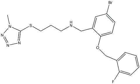 N-{5-bromo-2-[(2-fluorobenzyl)oxy]benzyl}-N-{3-[(1-methyl-1H-tetraazol-5-yl)sulfanyl]propyl}amine Structural