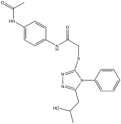 N-[4-(acetylamino)phenyl]-2-{[5-(2-hydroxypropyl)-4-phenyl-4H-1,2,4-triazol-3-yl]sulfanyl}acetamide Structural