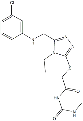 N-[({5-[(3-chloroanilino)methyl]-4-ethyl-4H-1,2,4-triazol-3-yl}sulfanyl)acetyl]-N'-methylurea Structural