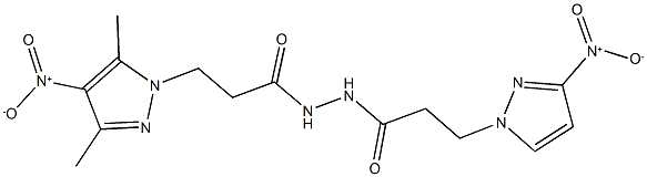 N'-(3-{4-nitro-3,5-dimethyl-1H-pyrazol-1-yl}propanoyl)-3-{3-nitro-1H-pyrazol-1-yl}propanohydrazide Structural