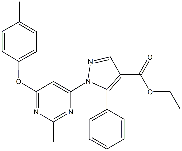 ethyl 1-[2-methyl-6-(4-methylphenoxy)-4-pyrimidinyl]-5-phenyl-1H-pyrazole-4-carboxylate Structural