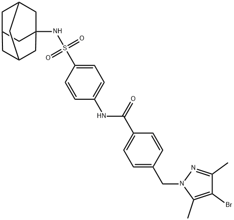N-{4-[(1-adamantylamino)sulfonyl]phenyl}-4-[(4-bromo-3,5-dimethyl-1H-pyrazol-1-yl)methyl]benzamide Structural