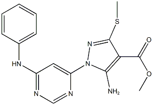 methyl 5-amino-1-(6-anilino-4-pyrimidinyl)-3-(methylsulfanyl)-1H-pyrazole-4-carboxylate Structural