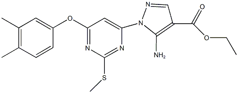 ethyl 5-amino-1-[6-(3,4-dimethylphenoxy)-2-(methylsulfanyl)-4-pyrimidinyl]-1H-pyrazole-4-carboxylate Structural