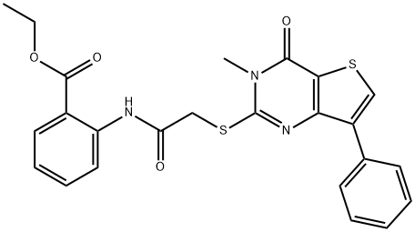 ethyl 2-[2-({3-methyl-4-oxo-7-phenyl-3H,4H-thieno[3,2-d]pyrimidin-2-yl}sulfanyl)acetamido]benzoate Structural
