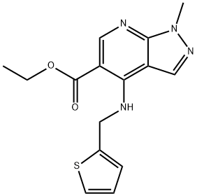 ethyl 1-methyl-4-{[(thiophen-2-yl)methyl]amino}-1H-pyrazolo[3,4-b]pyridine-5-carboxylate Structural