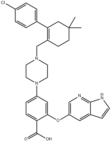 2-((1H-Pyrrolo[2,3-b]pyridin-5-yl)oxy)-4-(4-((4'-chloro-5,5-dimethyl-3,4,5,6-tetrahydro-[1,1'-biphenyl]-2-yl)methyl)piperazin-1-yl)benzoic acid Structural