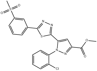Methyl 1-(2-chlorophenyl)-5-(5-(3-(methylsulfonyl)phenyl)-1,3,4-thiadiazol-2-yl)-1H-pyrazole-3-carboxylate Structural