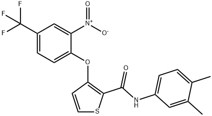 N-(3,4-dimethylphenyl)-3-[2-nitro-4-(trifluoromethyl)phenoxy]thiophene-2-carboxamide Structural