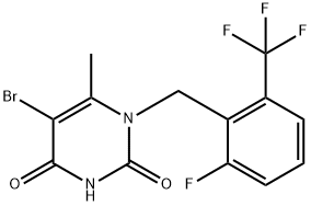 5-Bromo-1-(2-fluoro-6-trifluoromethyl-benzyl)-6-methyl-1H-pyrimidine-2,4-dione Structural