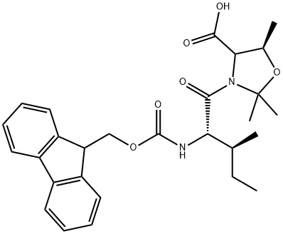 (4S,5R)-3-(FMoc-Ile)-2,2,5-triMethyl-oxazolidine-4-carboxylic acid Structural