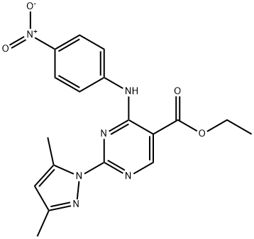 ethyl 2-(3,5-dimethylpyrazol-1-yl)-4-(4-nitroanilino)pyrimidine-5-carboxylate Structural