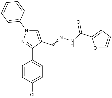 N-[(E)-[3-(4-chlorophenyl)-1-phenylpyrazol-4-yl]methylideneamino]furan-2-carboxamide Structural