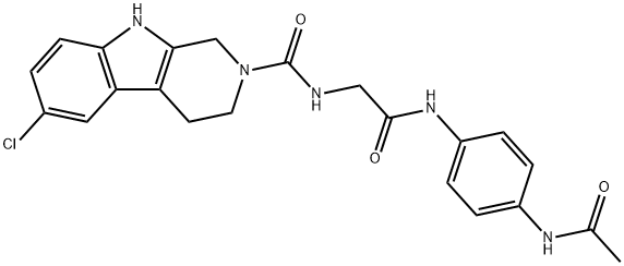 N-[2-(4-acetamidoanilino)-2-oxoethyl]-6-chloro-1,3,4,9-tetrahydropyrido[3,4-b]indole-2-carboxamide Structural