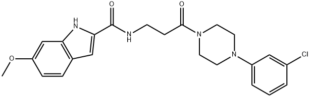 N-[3-[4-(3-chlorophenyl)piperazin-1-yl]-3-oxopropyl]-6-methoxy-1H-indole-2-carboxamide Structural